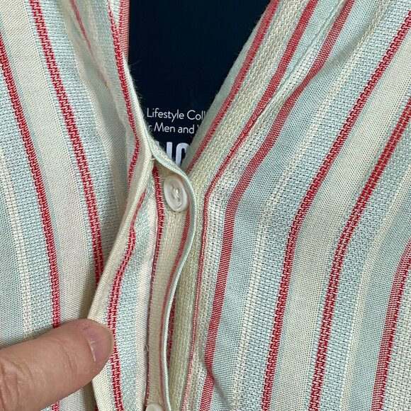 PAIGE Kylenn Tiered Boho Babydoll Dress Cream Stripe Resort Vacation M - Picture 7 of 15